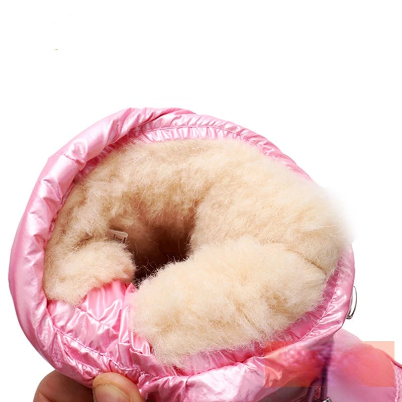 Kids Girls Real Wool Winter Warm Snow Boots