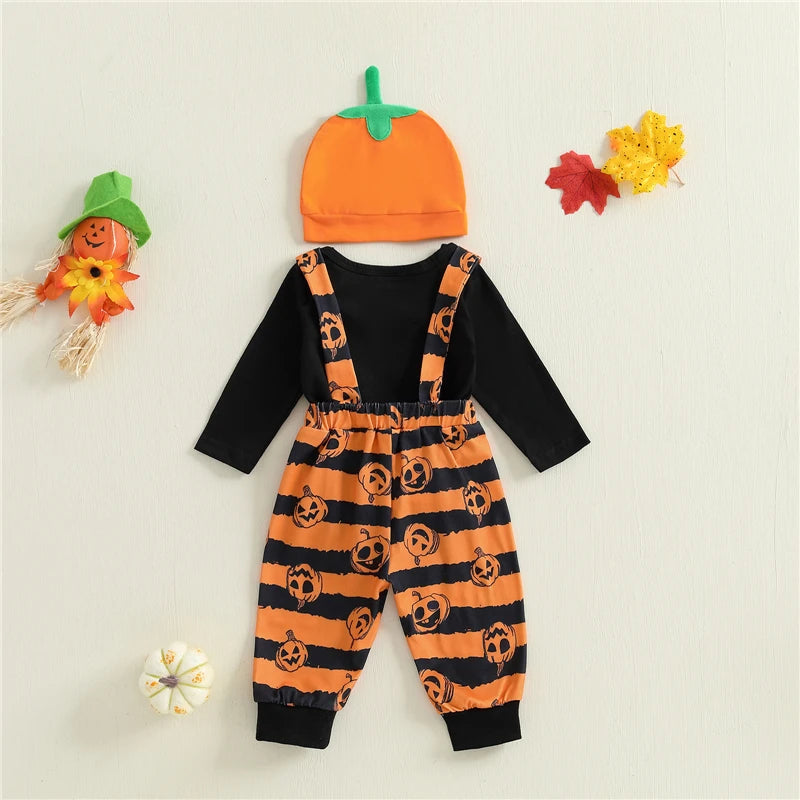 Baby Halloween 3Pcs Funny Pumpkin Printed Costume Set
