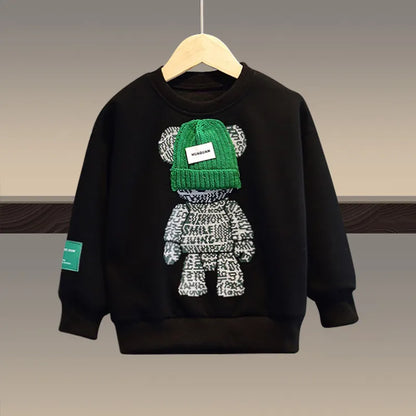 Kids Cartoon Bear Design Sweatshirt and Pant Tracksuit Set childrensterritory