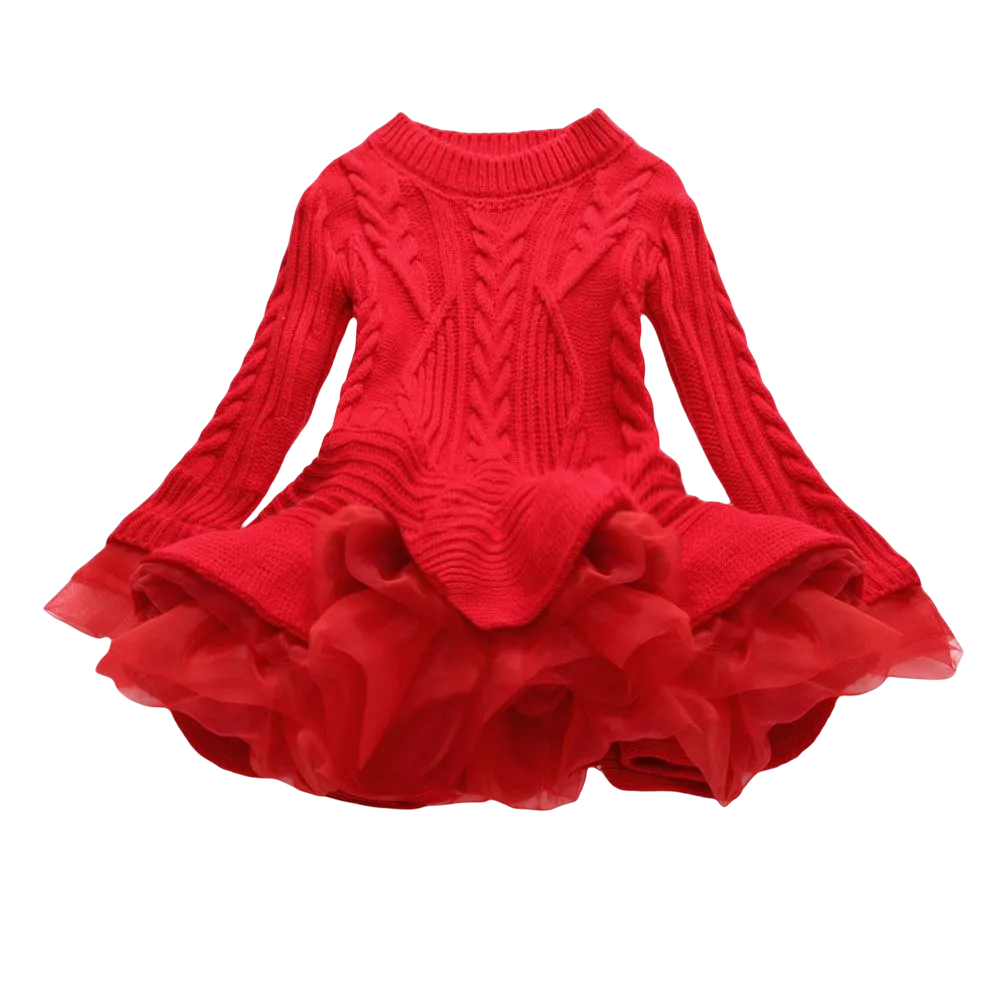 Kids Girls Ruffle Long Sleeve Warm Princess Dresses childrensterritory