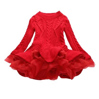 Kids Girls Ruffle Long Sleeve Warm Princess Dresses childrensterritory