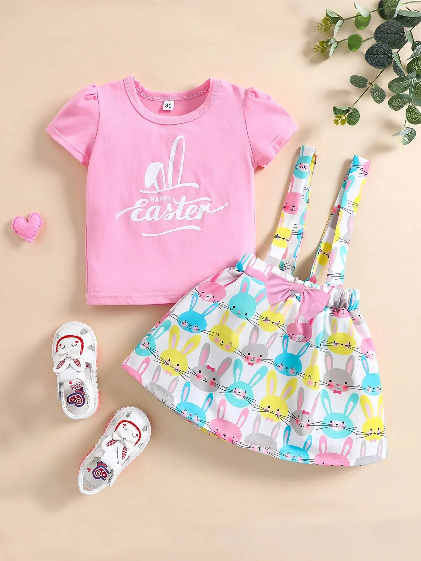 "Happy Easter" Print Little Girls Summer T-shirt & Skirt Set childrensterritory