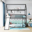 Slide-equipped Twin Over Twin Bunk Bed for Kids Bedroom childrensterritory
