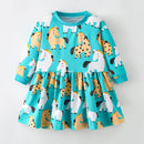 Kids Girls Cartoon Design Autumn Cotton Dresses childrensterritory
