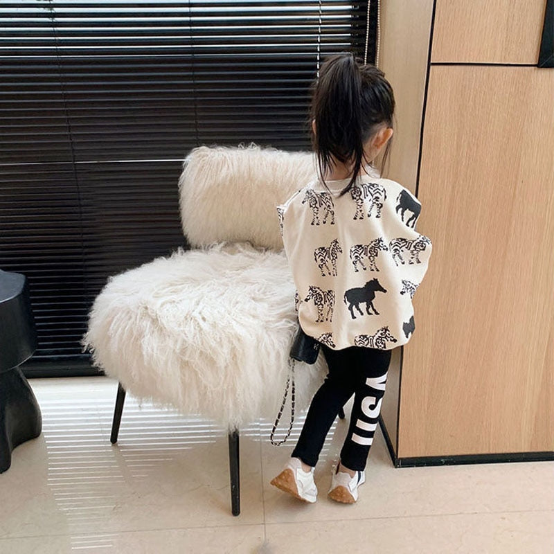 Kids Girls Autumn Clothing Set Fake Two-Piece Sweater + Leggings childrensterritory