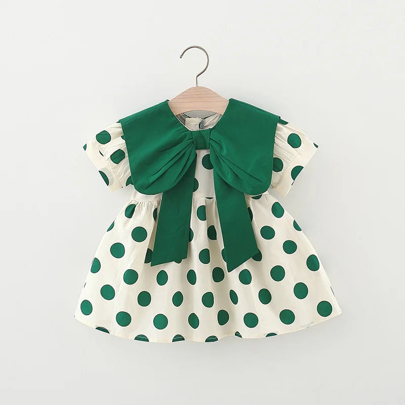 Baby Girl Polka Dot Print Summer Dress with Bow