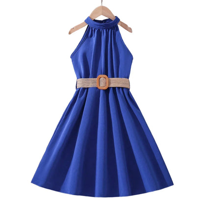 Kids Girls Off Shoulder Formal Summer Party Dresses With Belt