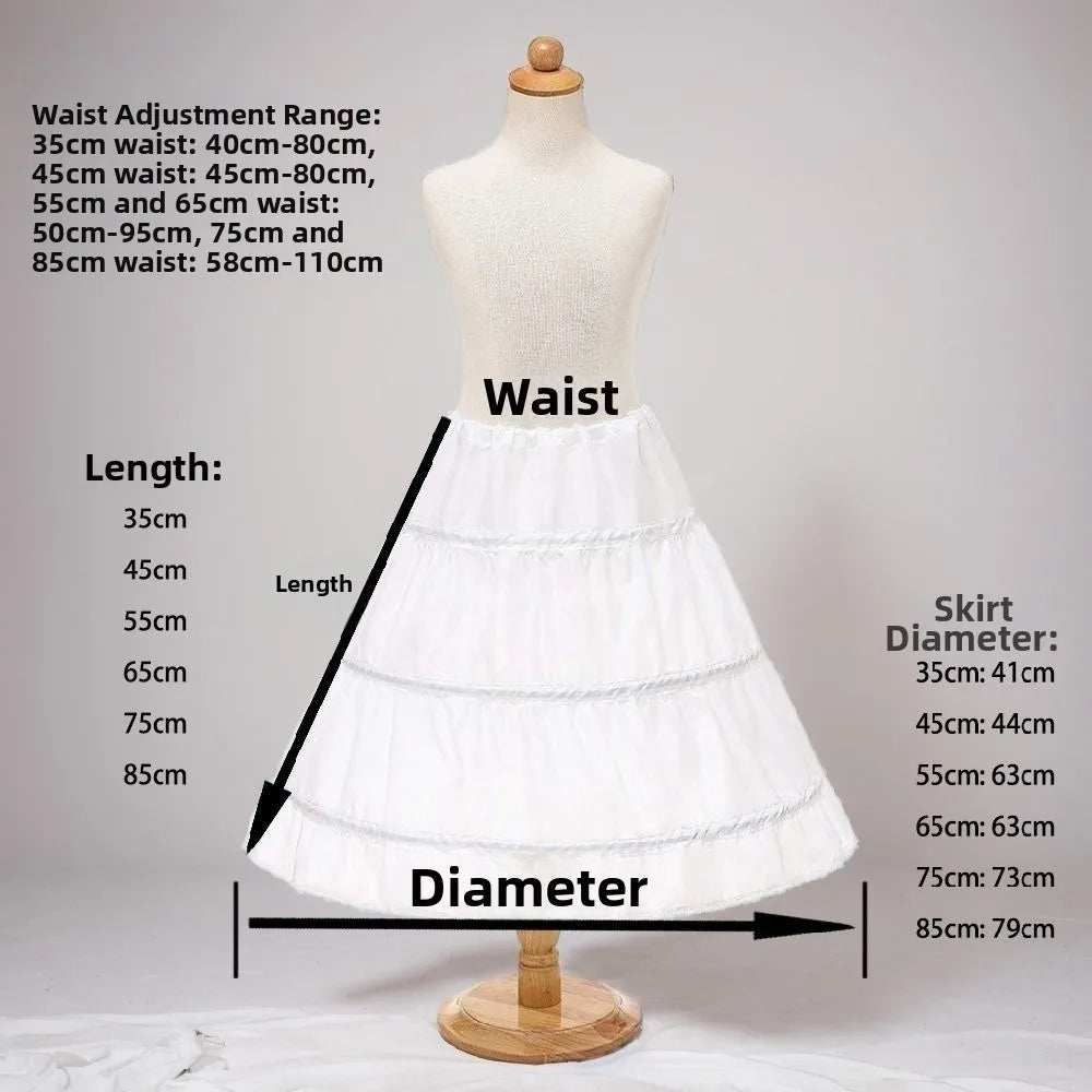 Kids Girls Lace Design 3 Hoops Underskirt for Dresses
