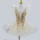 Kids Girls Professional Gold Sequin Ballet Tutu Dress