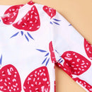 Strawberry Print Long Sleeve Beachwear for Little Girls childrensterritory
