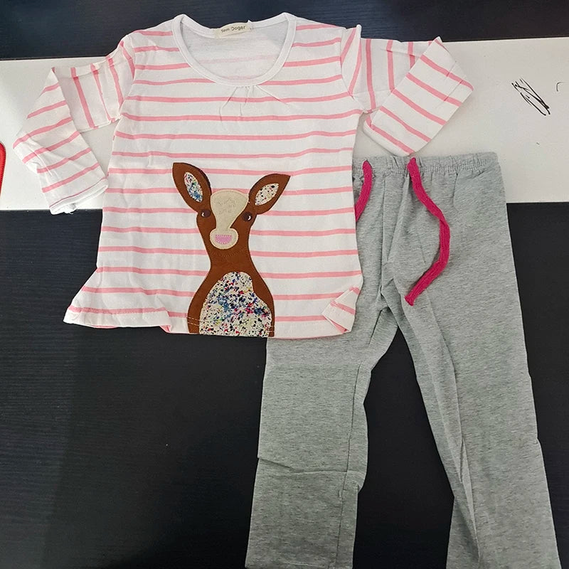 Long-Sleeved Cartoon Print Autumn Kids Clothing Set