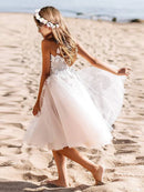 Off-Shoulder Scoop Neck Elegant Tulle Lace Appliques Flower Girl Dresses