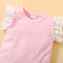 Infant Girl 3-piece Set: Fly-sleeve Romper, Floral Skirt, and Headband childrensterritory