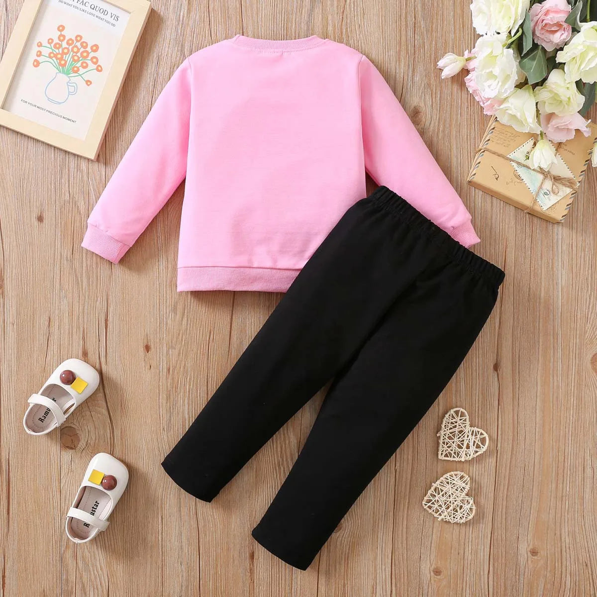 Little Girls Love Printed Top + Trousers Clothing Set childrensterritory