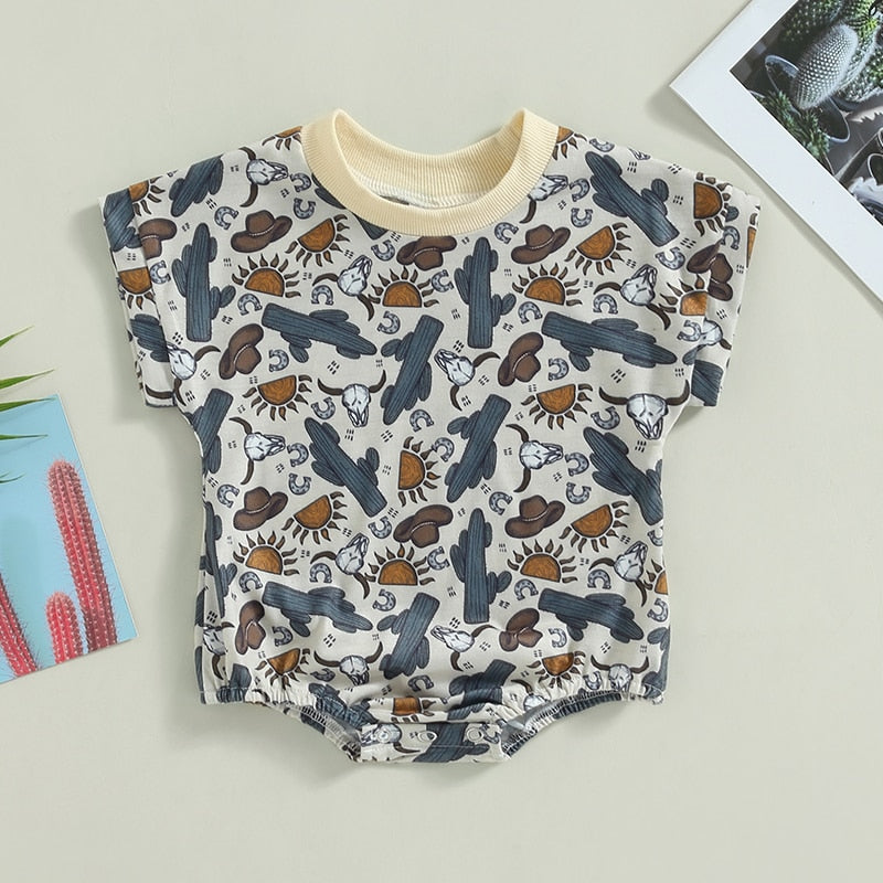 Baby Cactus Print Short Sleeve Romper