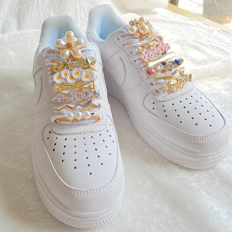 Pearl Shiny Rhinestone Sneaker Shoelace Clips for Girls childrensterritory