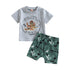 Baby Boy Cartoon Letter Print Tops and Shorts Set for Summer childrensterritory