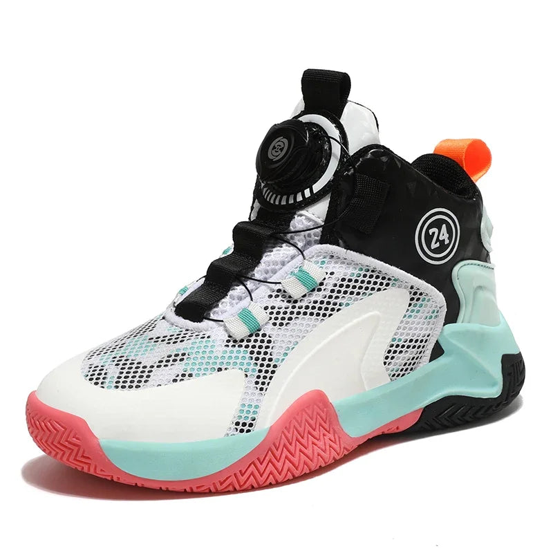 Kids Boys Non-slip No Tie Shoelaces Basketball Sneakers childrensterritory