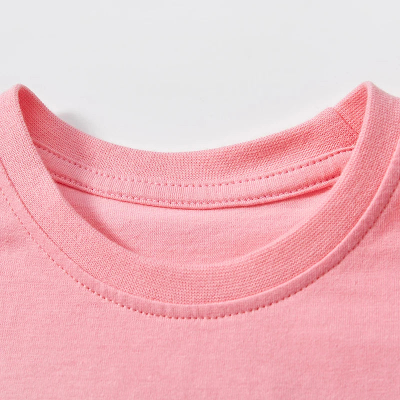 Kids Girls Cartoon Dog Embroidery Summer Pink Top childrensterritory