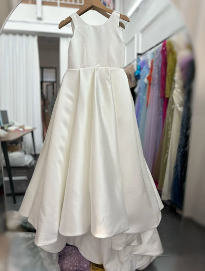 Girls Elegant White Satin Ball Gown, Communion Dress childrensterritory