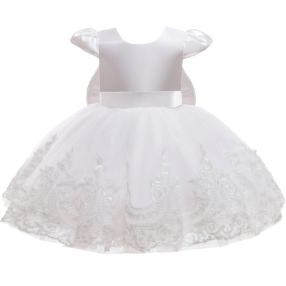 Girls Embroidery Bow Design Princess Dresses