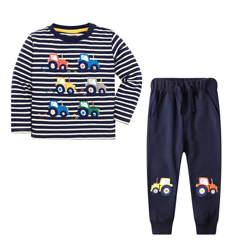 Kids Cartoon Animals and Letter Print 2 Piece Suit Sets childrensterritory
