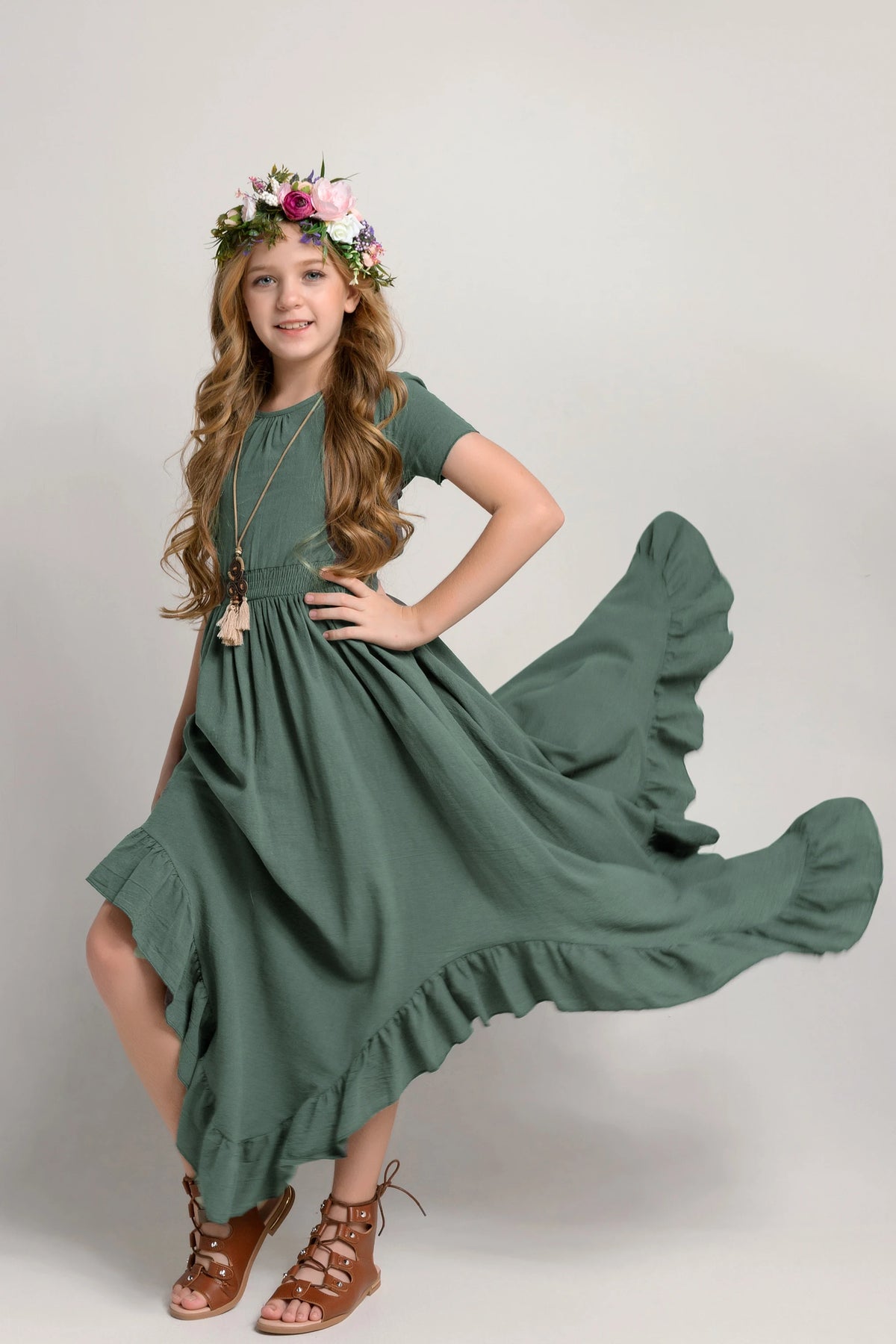 Girls Sleeveless Long Princess Dresses childrensterritory