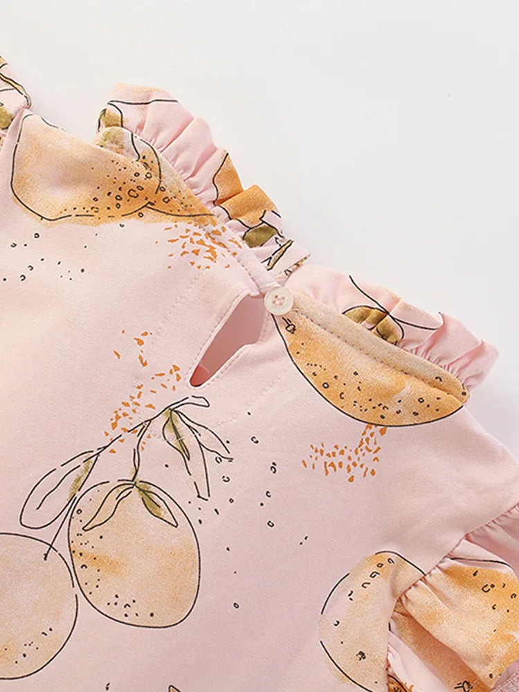 Kids Girls Cartoon Print Cotton Summer A-LINE Dresses