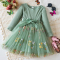 Girls ' Long-Sleeved Flower Design Birthday Party Dress childrensterritory