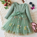 Girls ' Long-Sleeved Flower Design Birthday Party Dress childrensterritory