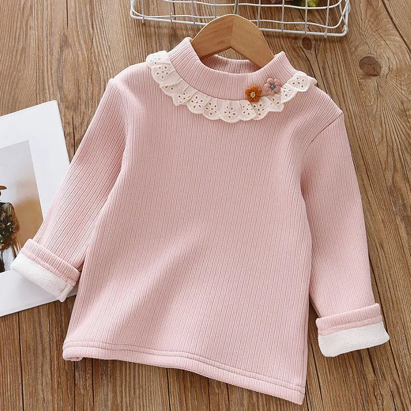 Girls' Long-Sleeved Round-Neck Design Winter Top childrensterritory