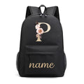 Canvas High School Backpack with Custom Letter Name