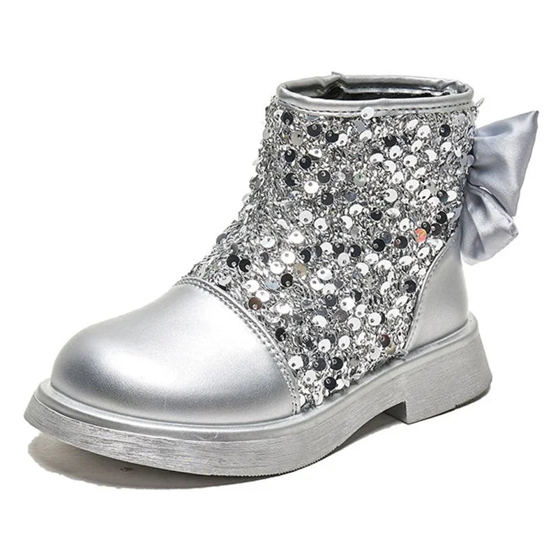 Girls Glittering Fashion Warm Zipper Boots childrensterritory
