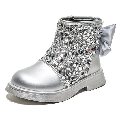 Girls Glittering Fashion Warm Zipper Boots childrensterritory