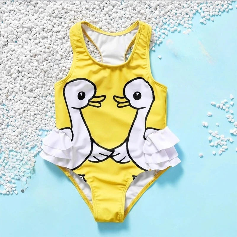 Little Girls Printed One-Piece Summer Swimsuit