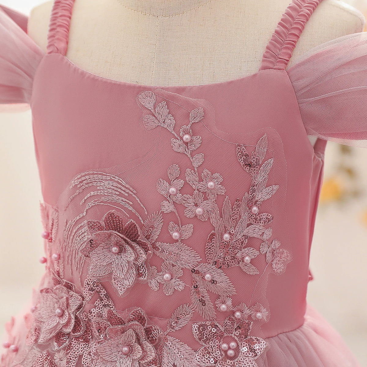 Kids Girls Lace Embroidery Bridesmaid Party Dress childrensterritory