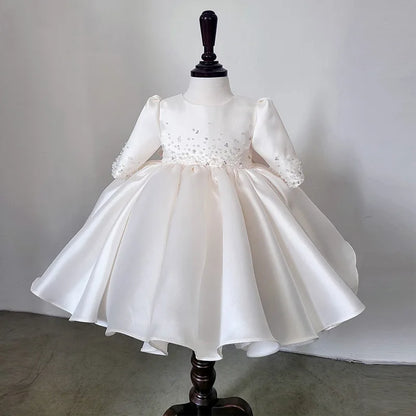 Baby Girls Elegant Tulle Pearls Design Baptism, Wedding Dresses childrensterritory