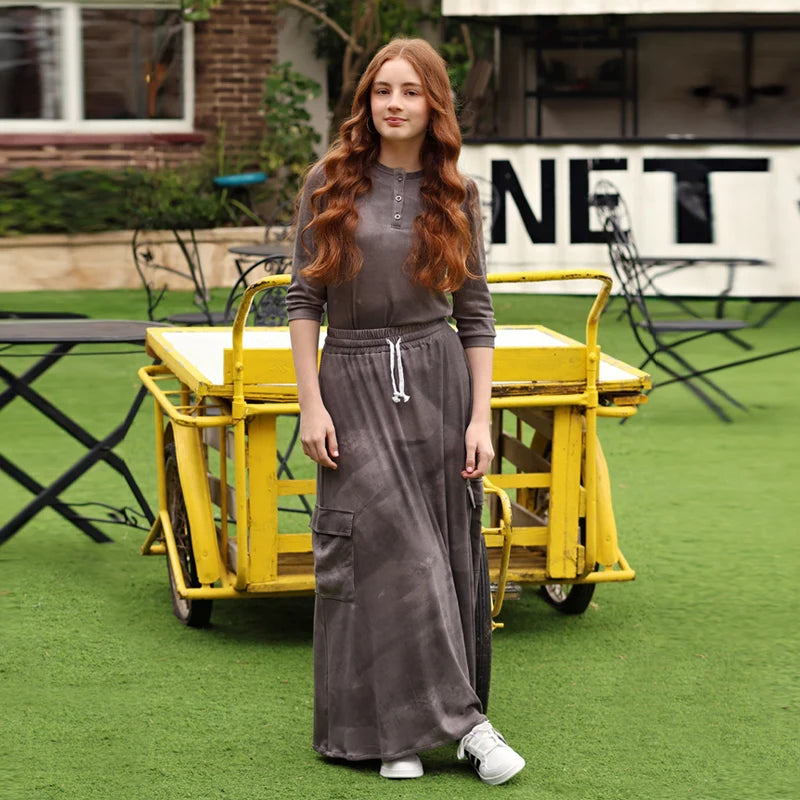 Ribbed Grey Melange Family Matching Clothing Sets