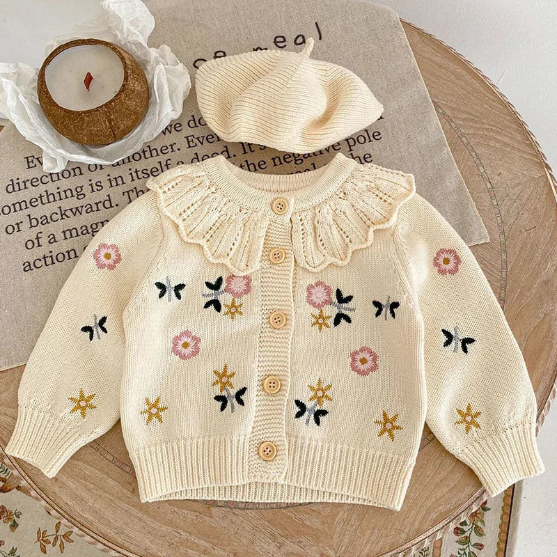 Baby Girl Flower Embroidered Knitted Cardigans