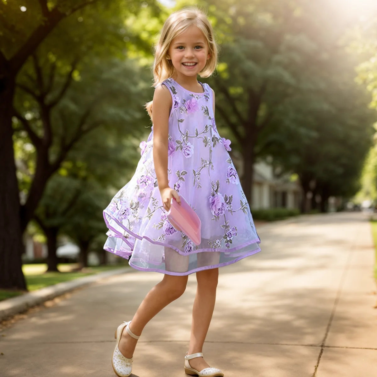 Floral Design Bohemian Style Kids Girls Summer Beach Dresses childrensterritory