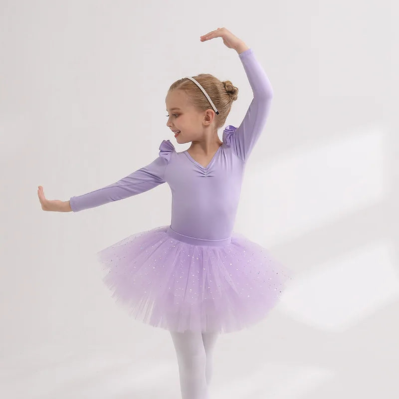 Kids' Girls' Designer Gymnastics Ballet Leotard with Tutu Skirt