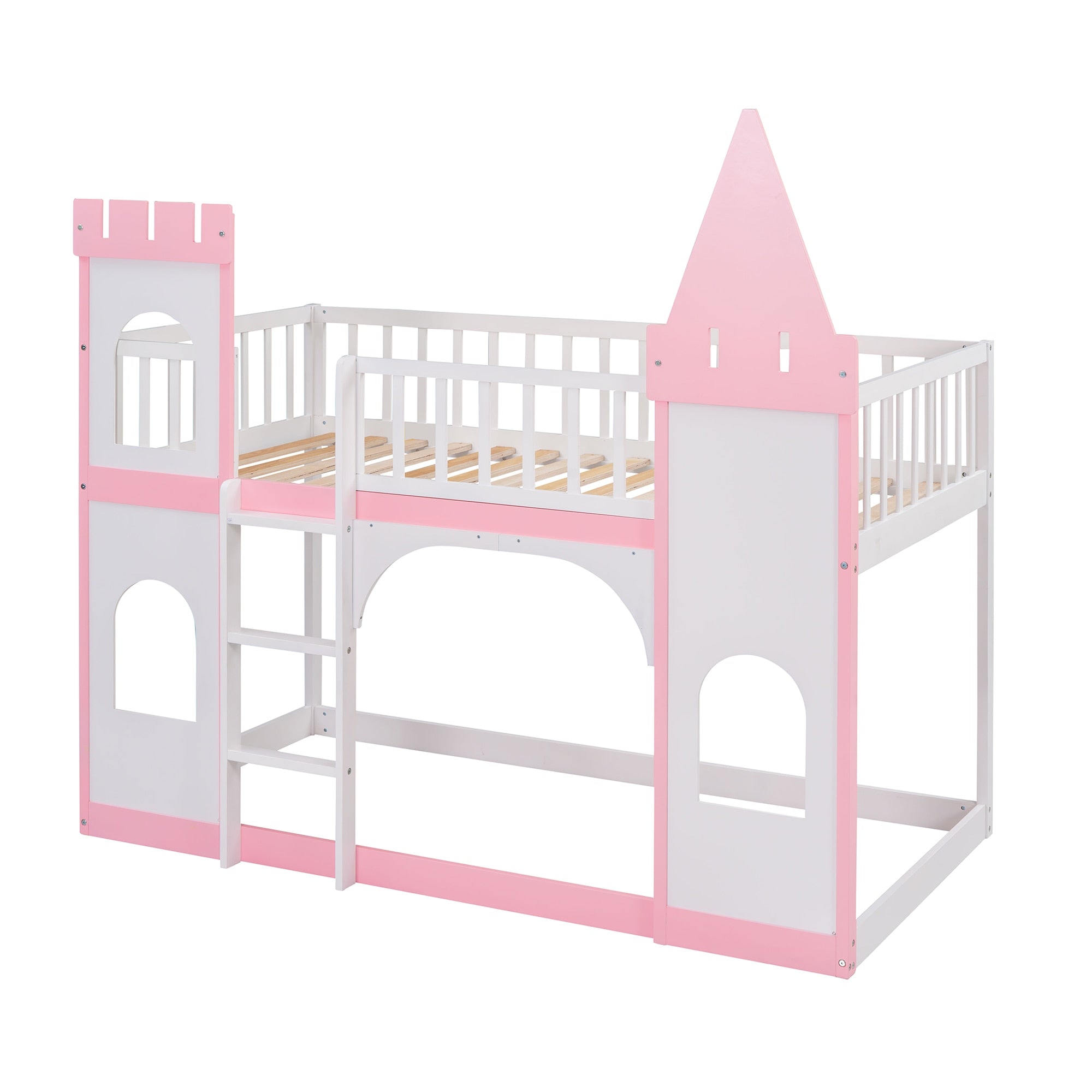 Twin Over Twin Castle Bunk Bed with Ladder childrensterritory
