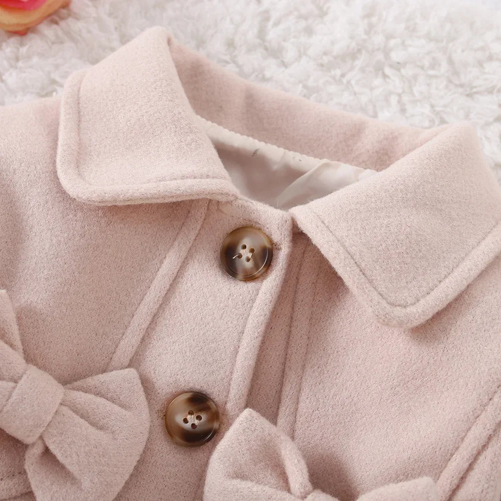 Girls' Long-Sleeved Collar Design Winter Coat