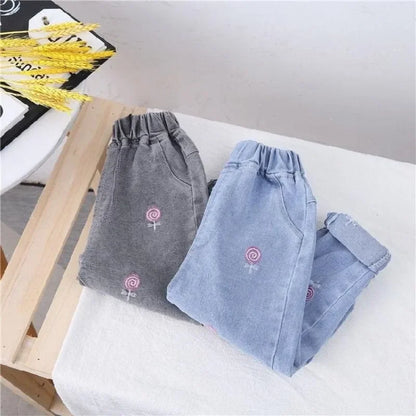 Little Girls Loose Stylish Denim Pants for Spring and Autumn childrensterritory