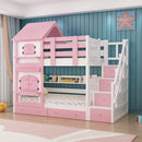 Kids Designer Wooden Bunk Bed Frame with Storage childrensterritory