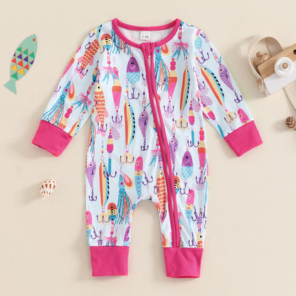 Baby Long Sleeve Printed Rompers for Spring