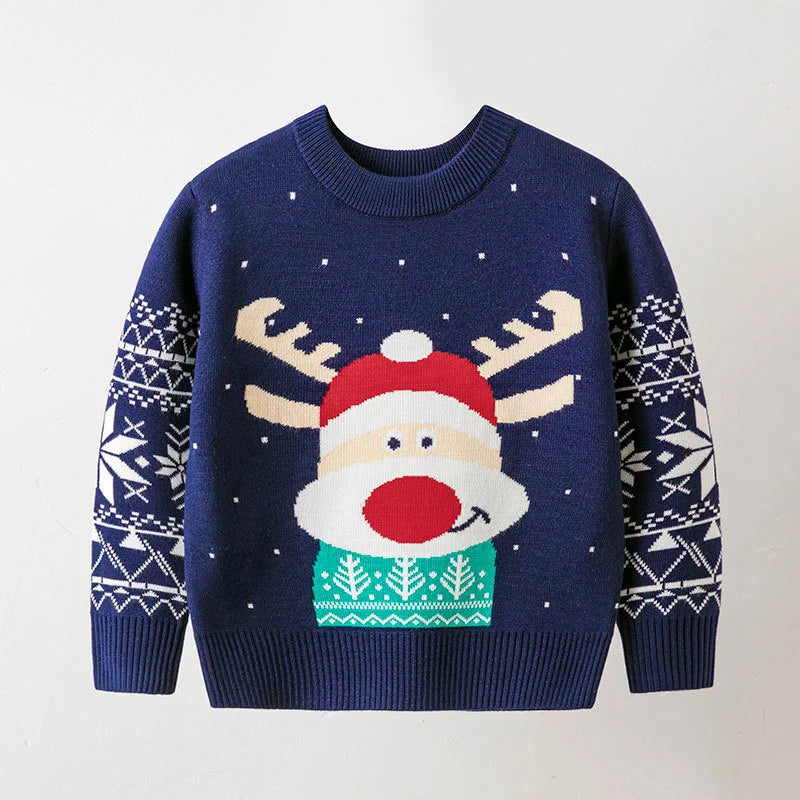 Long-Sleeve Winter Sweater with Christmas Print childrensterritory