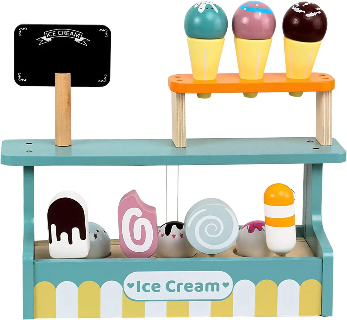 Kids Wooden Ice Cream Counter Playset childrensterritory
