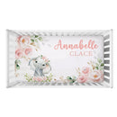 Custom Name with Flower Elephant Print Baby Bedding Set