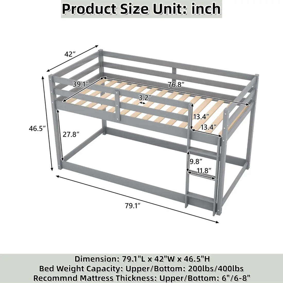 Ladder-equipped Twin Over Twin Bunk Bed for Kids Room